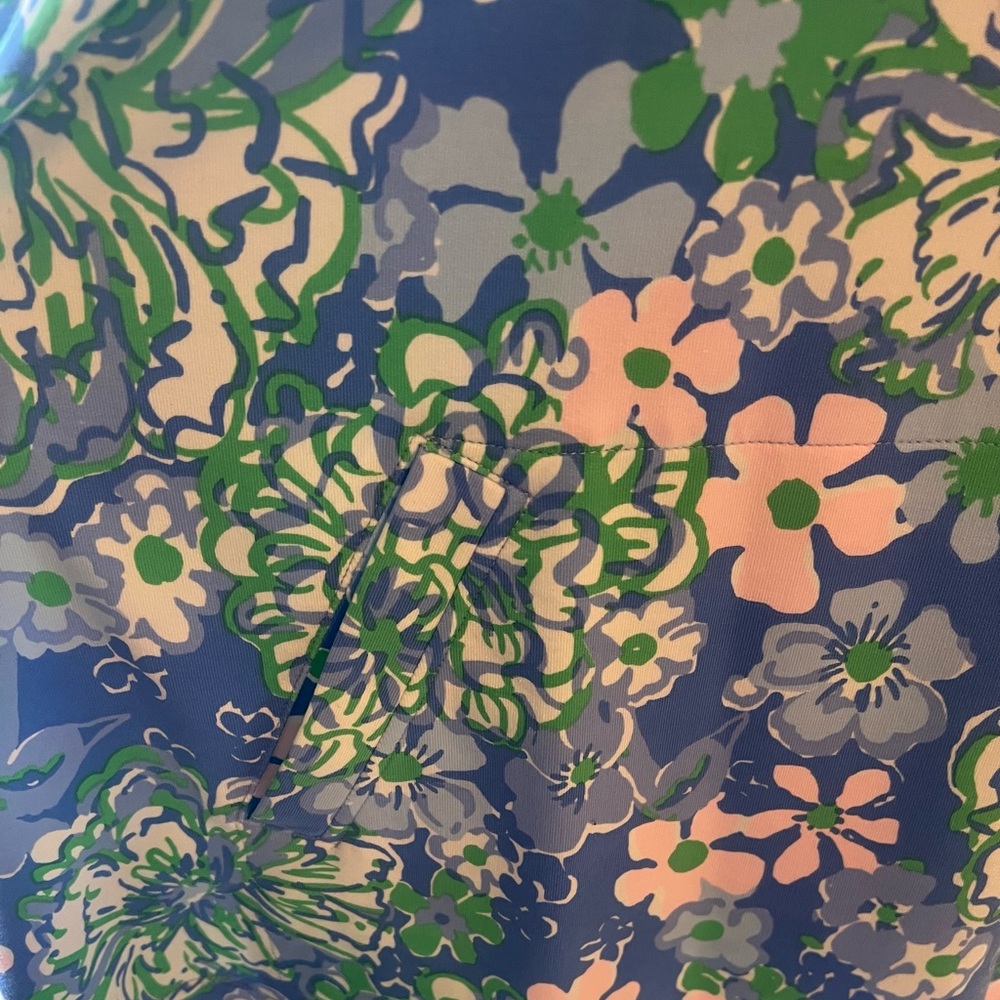 Lilly Pulitzer Skipper Popover - Blue and Green Floral Top